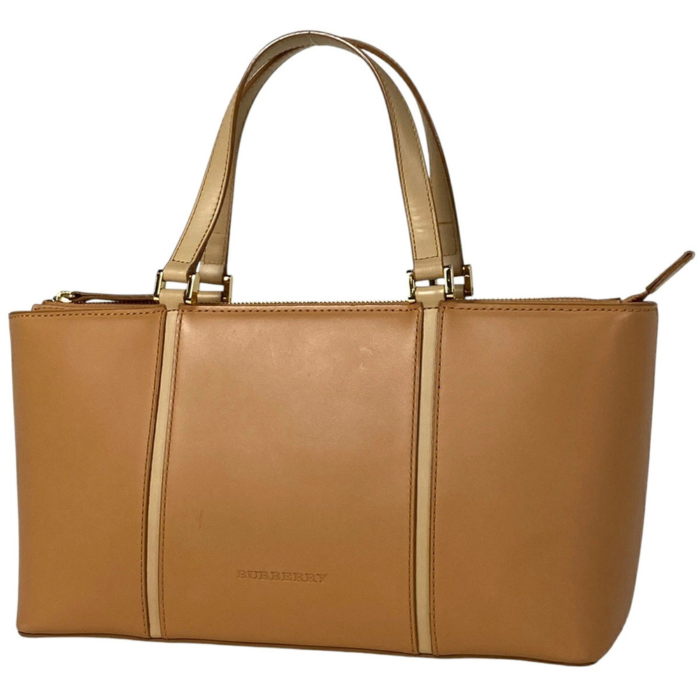 Burberry logo handbag check leather beige